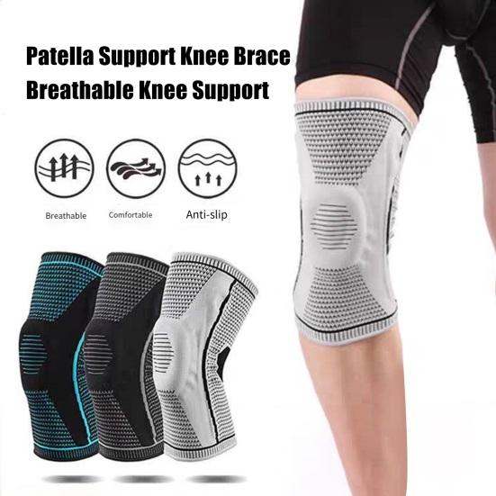 Kniebandage mit Silikon-Patellaplatte Damen Herren Sommer Meniskusriss Verletzung Erholung Gelenkschmerzen Laufen Sport Kniebandage Kompressionshülse