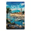 Vintage Croatia Split Art Poster -  Aluminum Wall Decor with Coastal Landscape, Perfect Gift for Home or Office, Easy Install