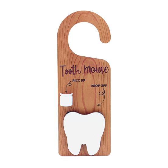 1/2Pcs Wooden Tooth Pattern Door Hanging Decoration Natural Wood Teeth