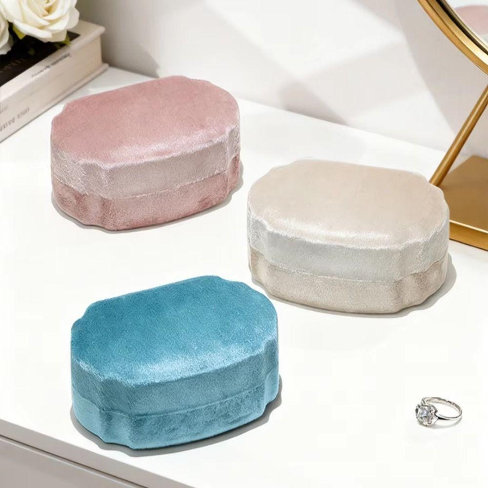 Luxury Finish Velvet Ring Box Velvet Earring Storage Box Elegant Wedding Jewelry Case  Travel Use