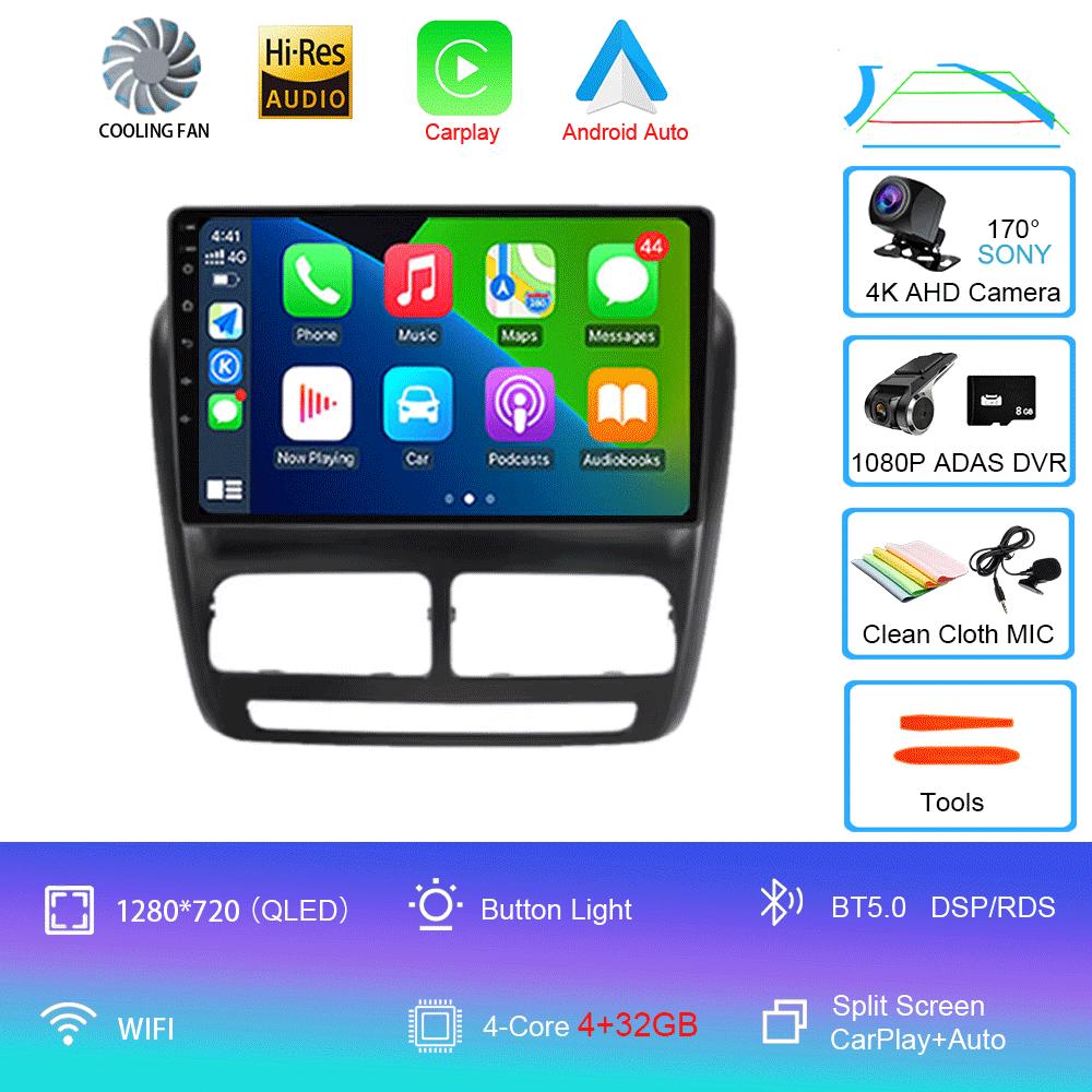 Car Radio Android 14 For FIAT Doblo 2010 2011 2012 - 2015 Navigation GPS Multimedia Video Player Stereo Carplay+auto WiFi+4G BT