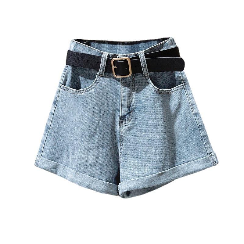 Pants Classic and Minimalist Fashion Versatile High-waisted Women Loose Summer Thin Rolled A-line Wide-leg Denim Shorts Individuality and Trendiness
