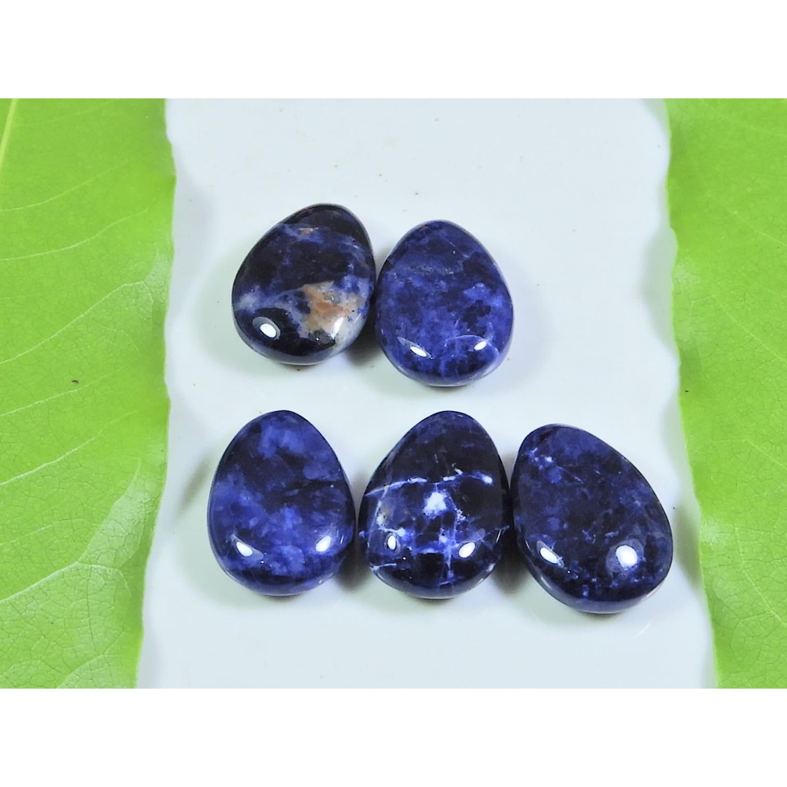 

10X14MM Natural Blue Sodalite Almond Shape Cabochon Gemstone 5Pcs Lot 22Cts. A-533