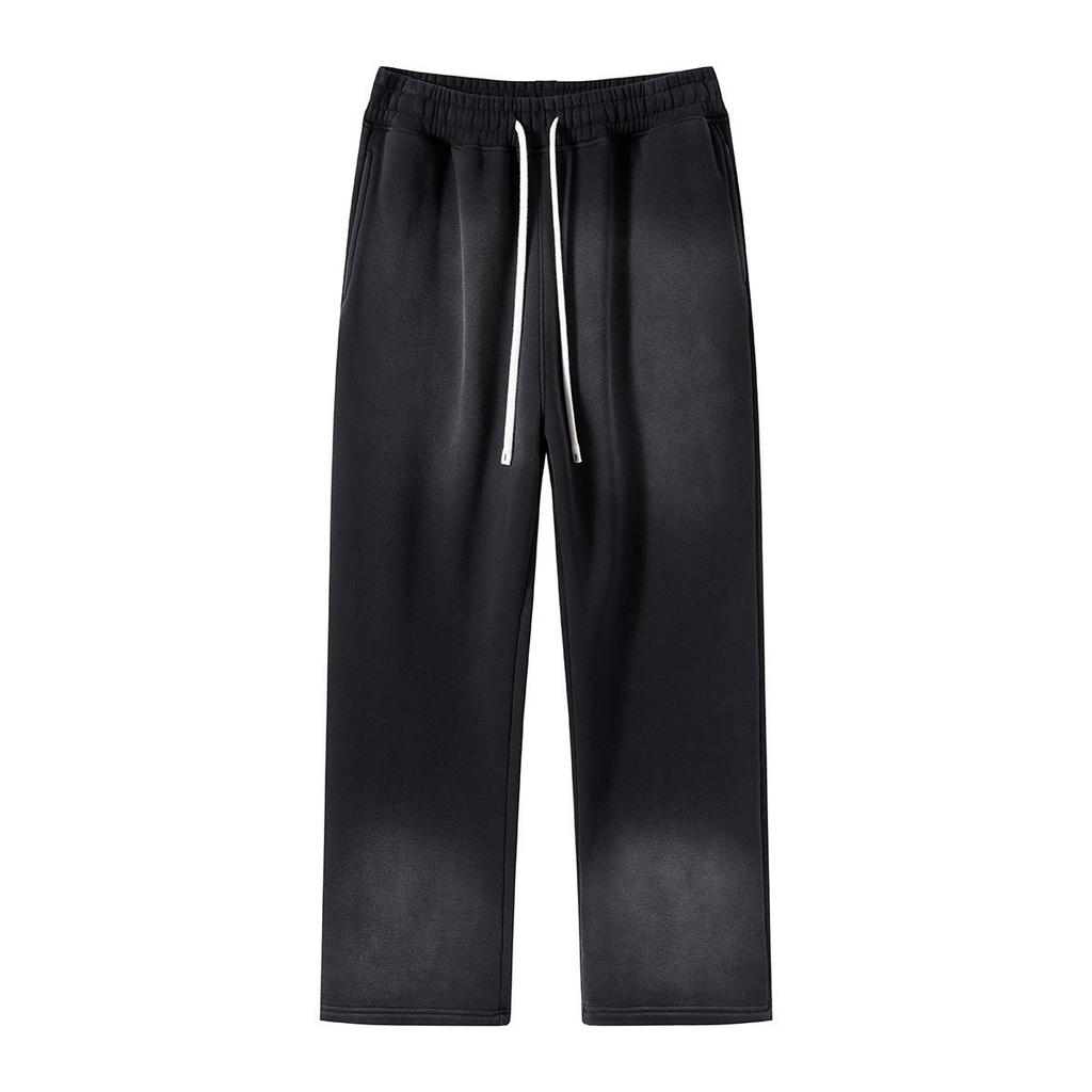 2024 A/W Distressed Spray-Dyed Hooded Sweatshirt & Sweatpants Set - Retro Streetwear Trend for Couples