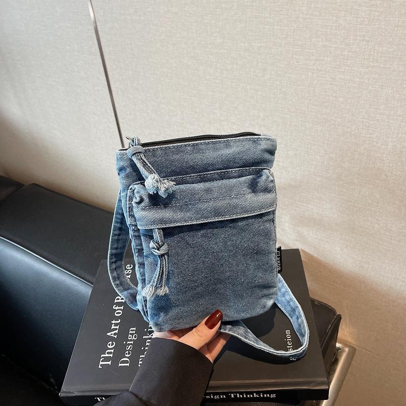 

Denim Messenger Bag Women S Bag Super Fire Small Satchel Lightweight Versatile Mobile Phone Bag Mini Bag светло-синий