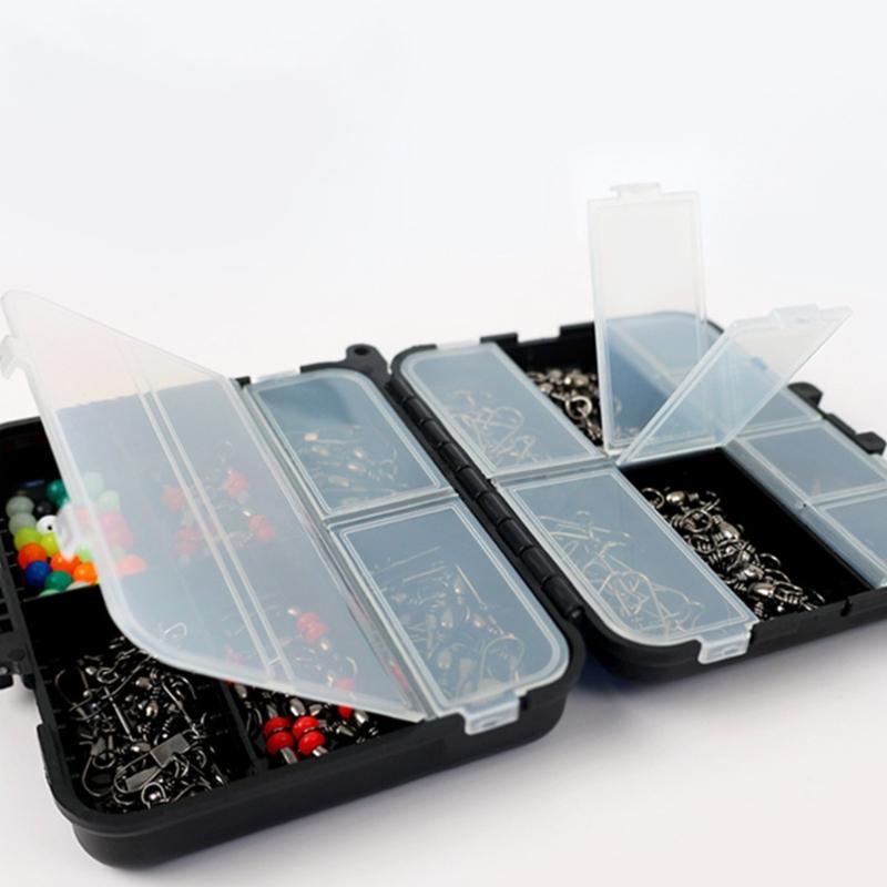 140Pcs/Set Fishing Swivels Snaps Set with Beads and Storage Box Barrels Swivels 3 Way Barrels Rolling Swivels Fishing Tackle