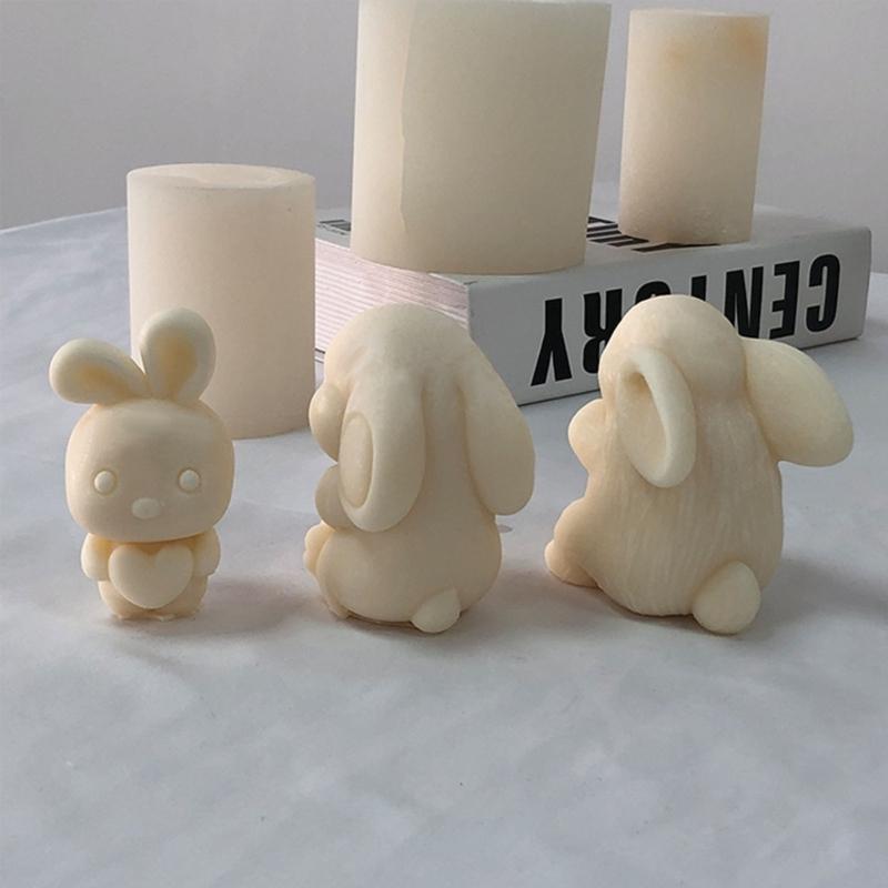 Easters-Rabbit Molds Rabbits Silicones Candle Molds Cute 3d-Rabbit Molds Resins Soap Molds Candle Scented-Making Supply