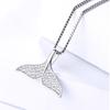 s9Pure silver dolphin mermaid tail pendant, Korean-style, with delicate inlay, fashionable and elegant necklace, a birthday gift and piece of jewelry