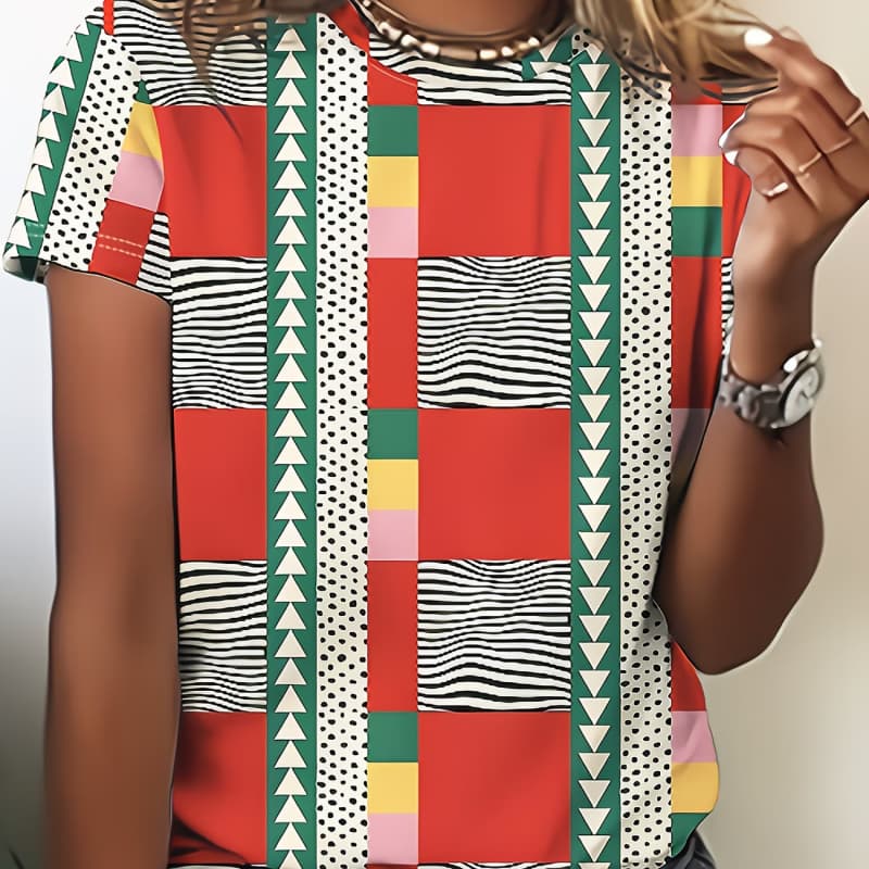 Casual short-sleeved T-shirt, fashionable short-sleeved crew neck top S