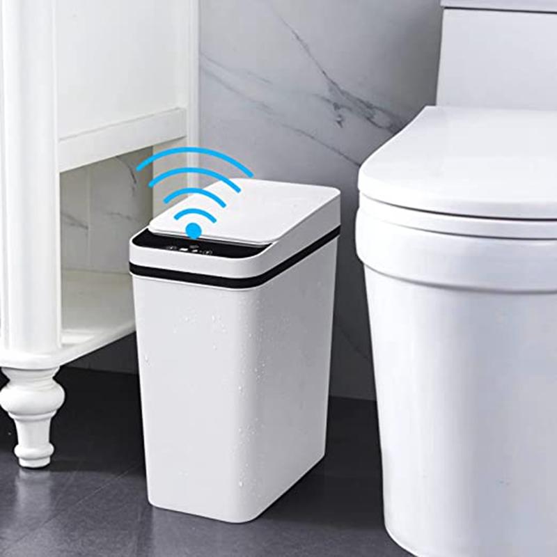 Bathroom Smart Sensor Trash Can 12L Waterproof Induction Waste Bin Electric Touch Wastebasket for Kitchen Bedroom Garbage