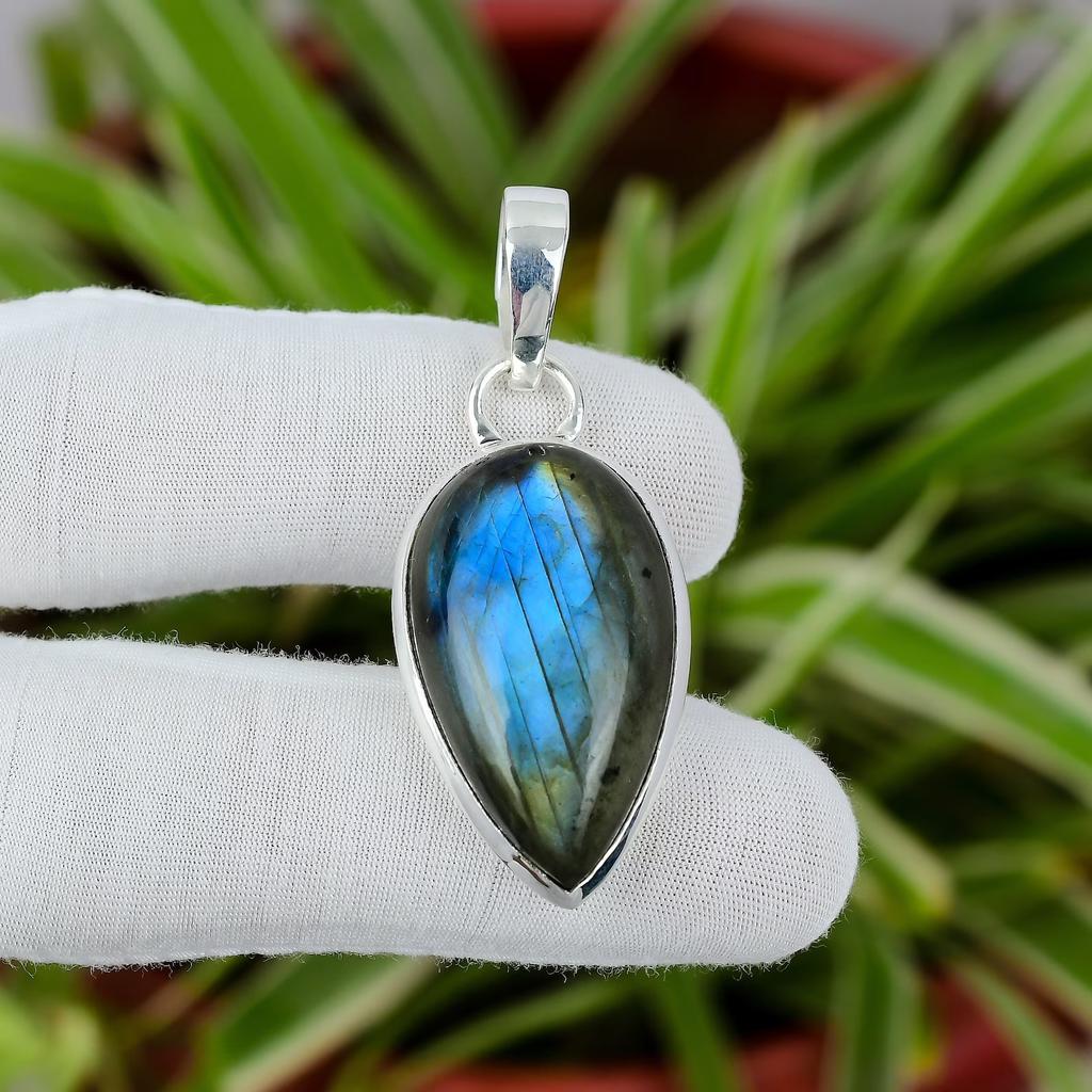 Labradorite necklace, sterling silver 925 labradorite gemstone pendant