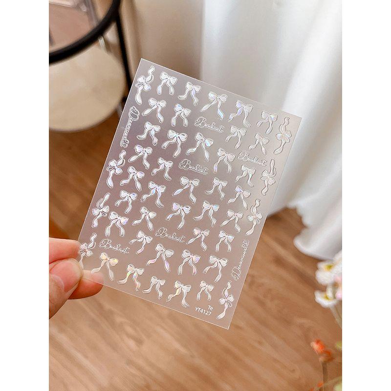 

Bows Nail Sticker Black and White Bow Tie Ribbon Exquisite Magic Color Light Luxury and Simplicity Wind Belt Adhesive Nail Ornament Bows YT4127 shell light