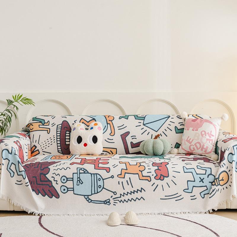 Sofa Towel Full Cover Wind Waffle Camping Blanket Sofa Cushion Cover All-inclusive Sofa Cover for All Seasons