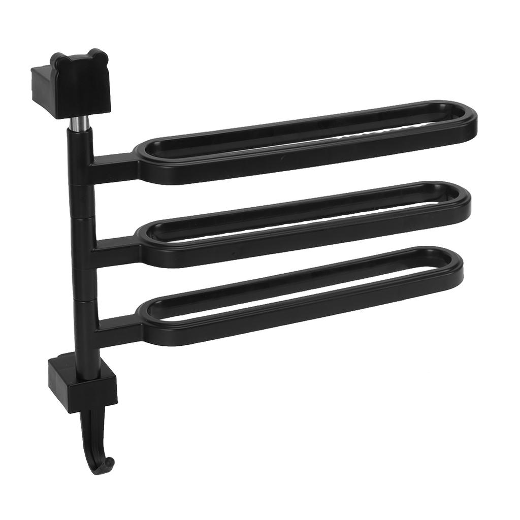 Towel Bar High Strength ABS Multi Arm Wall Mounted Towel Rack Holder with Hook for Bathroom Black