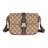 Classic Stripe Logo Print Canvas And Leather Mini Crossbody Bag Men Bags Beige Ebony 802100-FADUS-9857