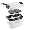Compact Bento Box for Kids Double Layer Lunch with Sauce Container And Tableware, Leak Proof Stackable Food Microwave Safe Meal Prep Containers