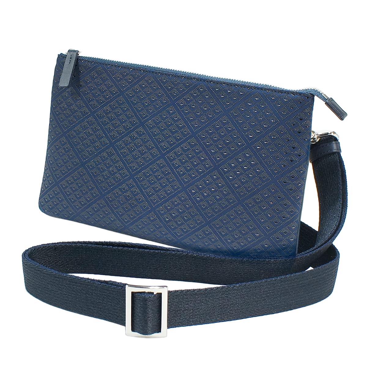 

Inden Shoulder Bag Sacoche Crossbody Deer Leather Navy Blue x Black Lacquer Scale Diamond Pattern [Indenya] 6614-04-182