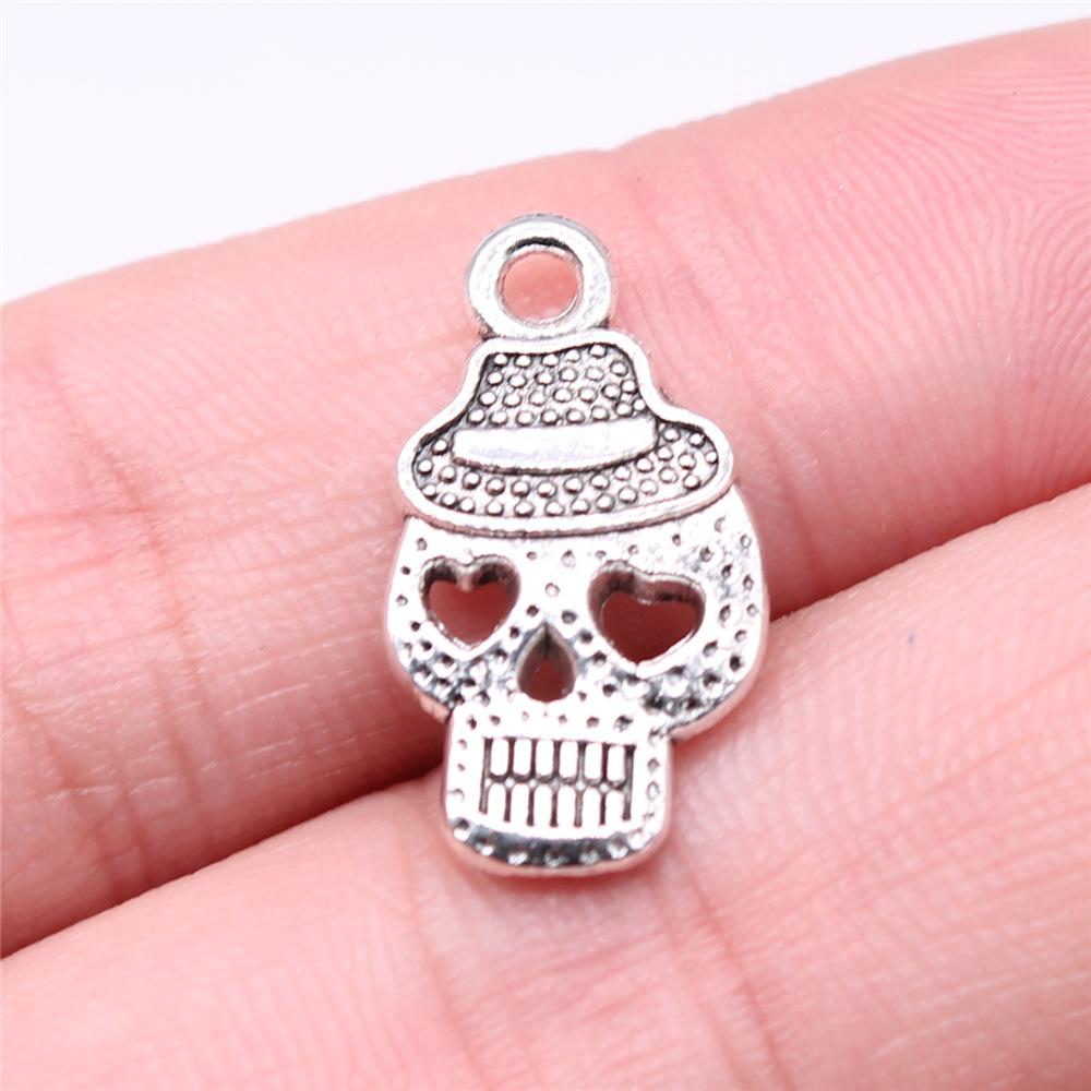 20pcs Skull Charms Antique Silver Color Cute Skull Charms Pendants For Bracelets Bat Skull Charms Making Jewelry