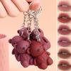 Cute Bear Matte Lipstick Keychain Lipstick Waterproof Lasting Lip Glaze Portable Lip Gloss