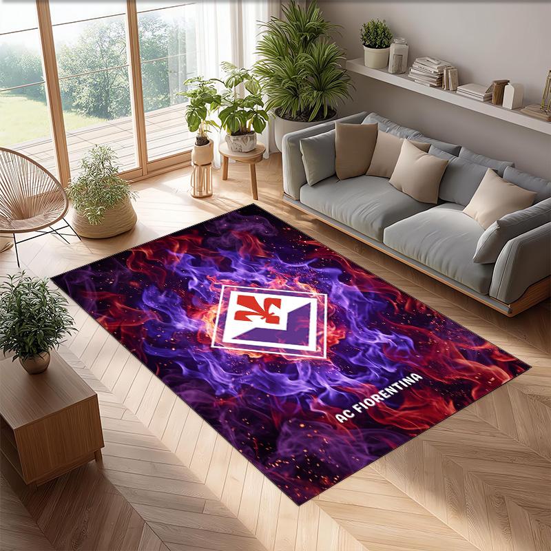 Fiorentina FC Soccer Football Pattern Soft Area Rug Non Slip Indoor Floor Carpet Sports Decor Mat for Bedroom