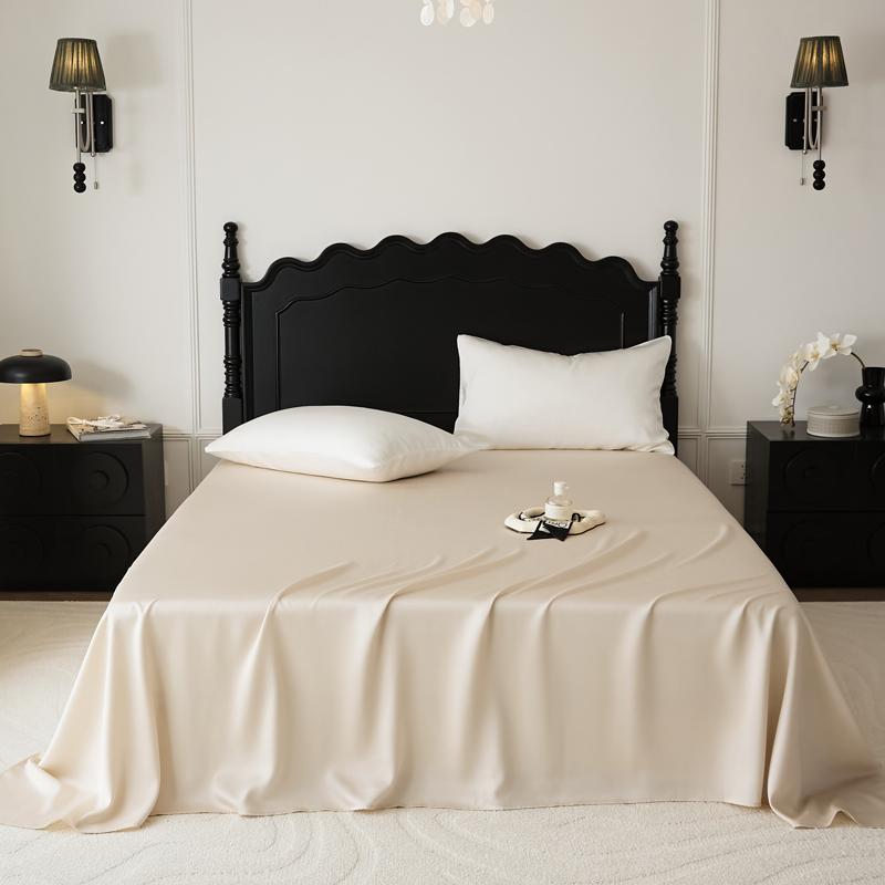 Solid Colour Style Tencel Bedding Set For Adults Kids One Piece Flat Sheet Colorful King Queen Full Size