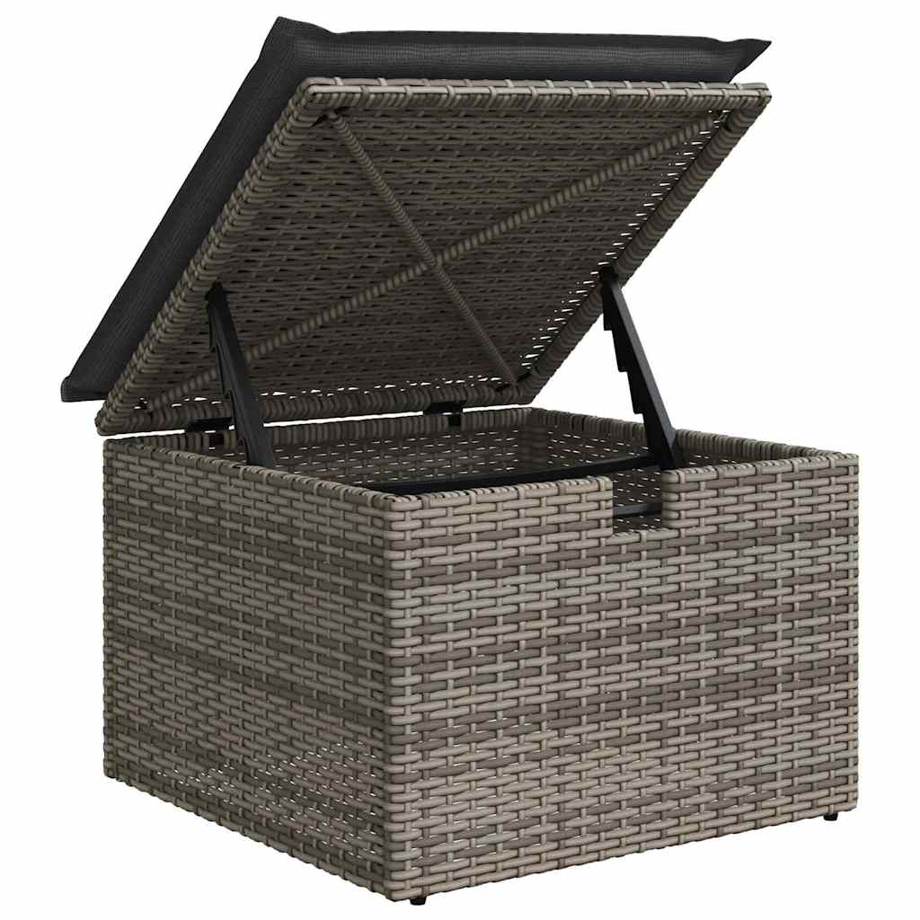 Garden Sofa Set with Cushions and Storage 6 Pcs Grey Poly Rattan