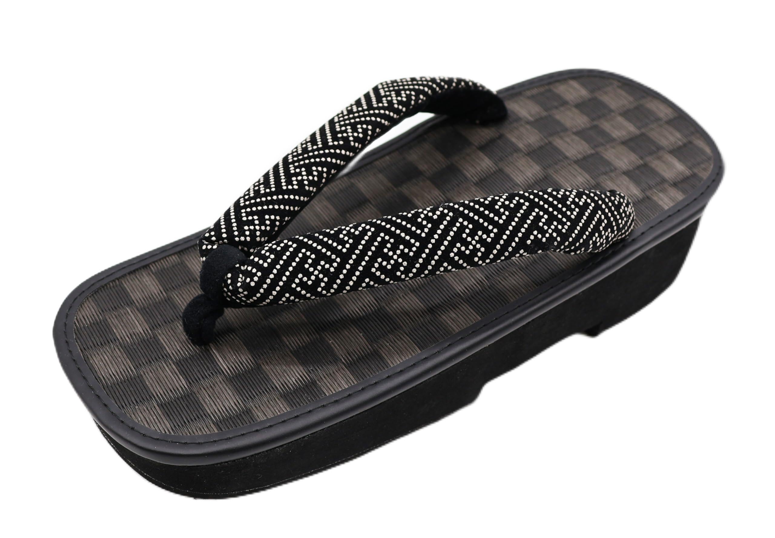 

Shigi Geta Checkered Black Tatami Thick Saaya Made in 26cm Men s Sandals, Pattern, Pattern, Sole, Pattern, Japan, (8.6 inches)