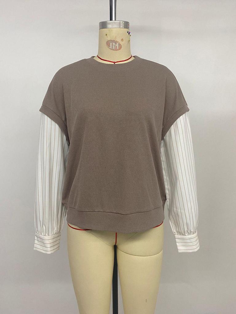 Bainianyi 2025 Autumn Striped Long-Sleeve Two-in-One Hoodie