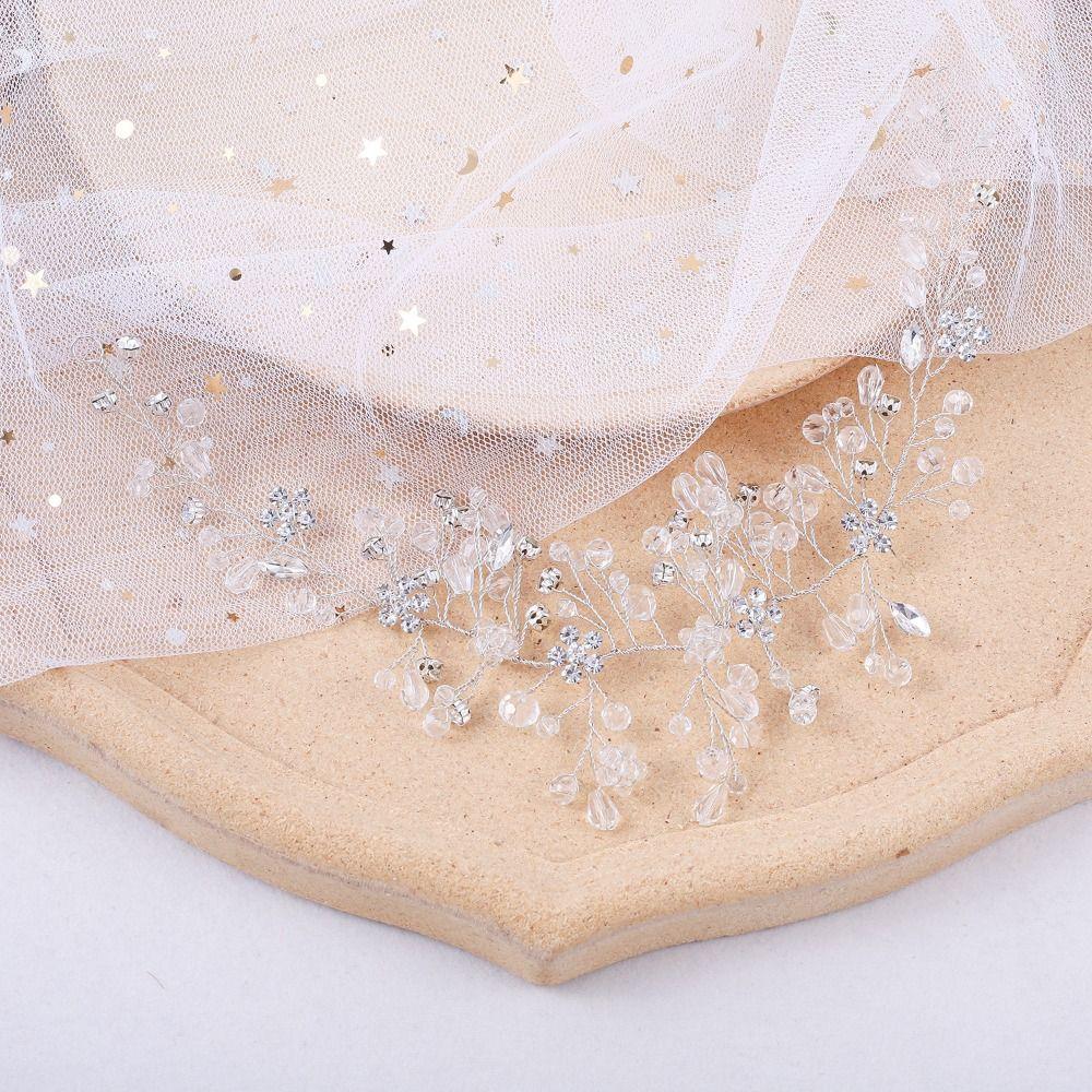 Silver Color Wedding Hair Accessories Hairband Bridal Headpiece Vintage Pearl Rhinestone Women