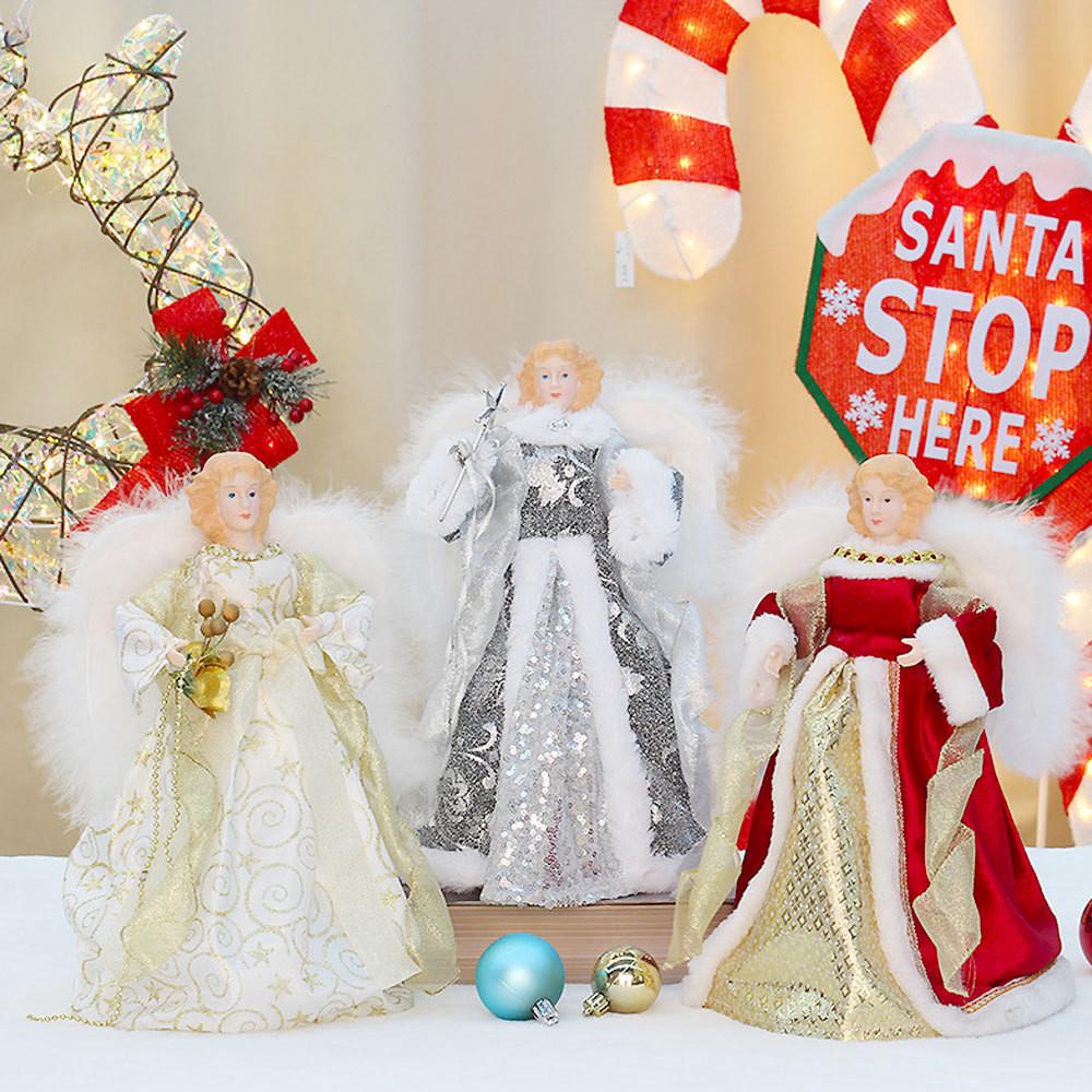 Stilvoller Amerikanischer Stil Geflügelter Engel Baumspitze Stern Für Weihnachtsfeiern