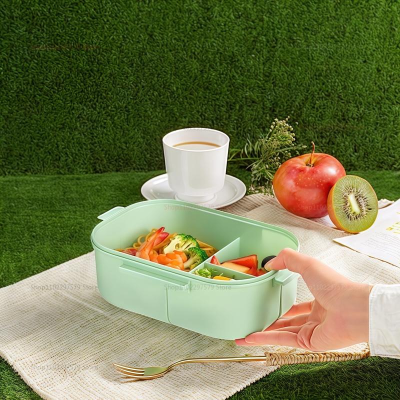 Portable Sealed Leak Proof Bento Lunch Box Double Layer Microwave Safe Kids Food Container with Cutlery Kitchen Accessories