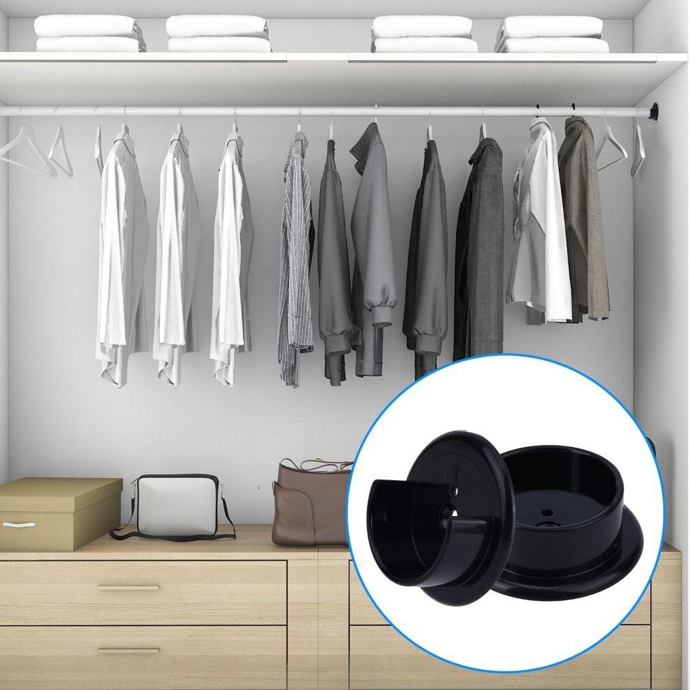 2Pairs Solid Plastic Closet Pole Sockets With Screws Wardrobe Tube Support  Closet Organization