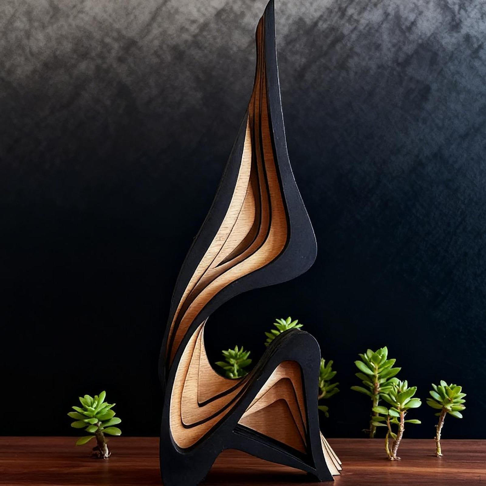 

Artistic Curved Wooden Statue, Abstract Sculpture, Collectible, Figure for 40x17cm