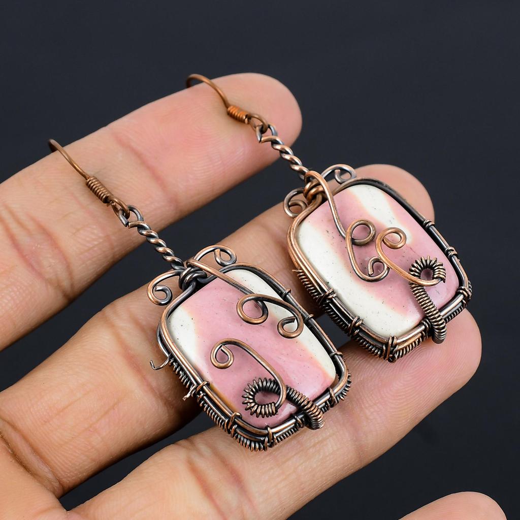 Mookaite Earrings Gemstone Jewelry, 999 Copper Wire Wrapped Earrings, Handmade Beautiful Jewelry Earrings