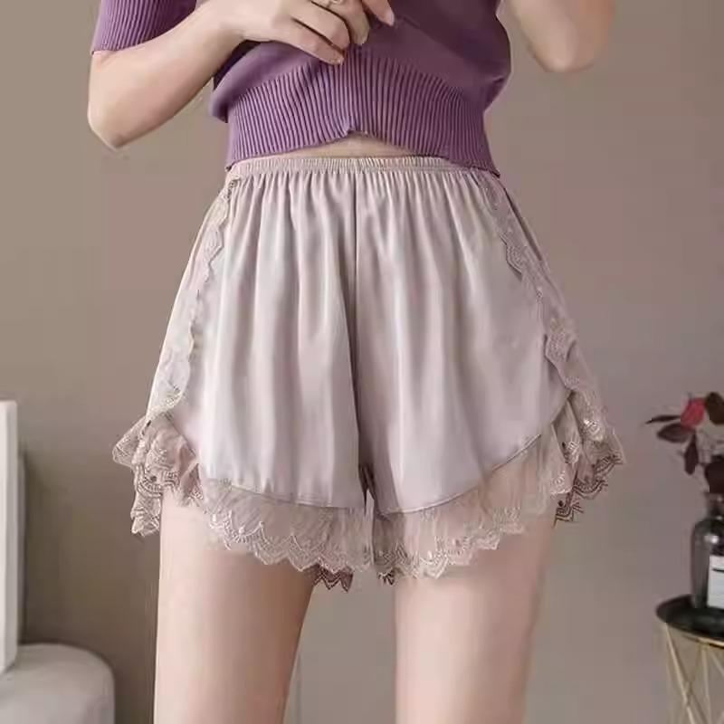 Women's Safety Shorts: Anti-Exposure, Summer Thin, Lace Trim, JK Style, Non-Rolling Hem, Loose Fit, Home or Base Layer Wear