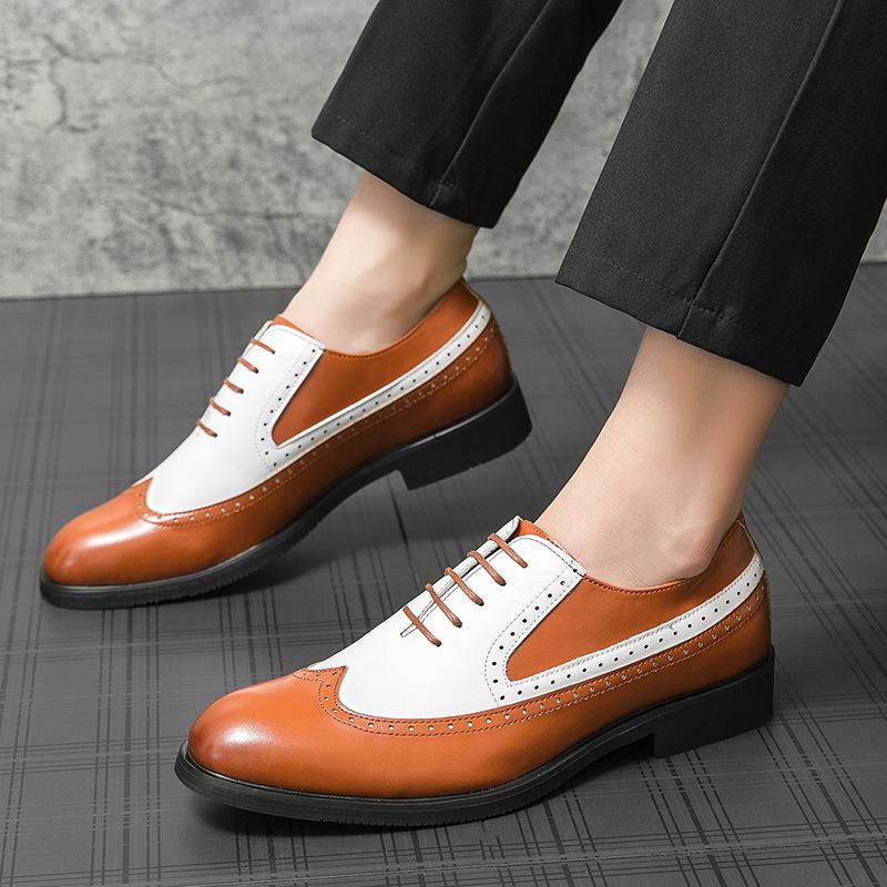 

Men s shoes large size new leather shoes fashion British style Brock leather shoes Korean version trend wedding shoes best man shoes 38