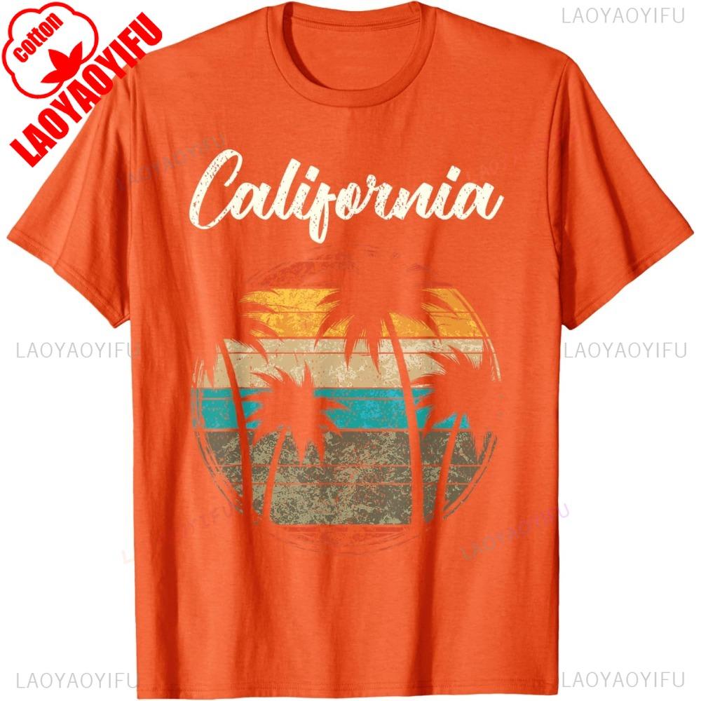 Retro Palm Trees California TShirt Sunset In California Tshirt Men Women Fashion Cotton Tee Tops for Him and Her In California