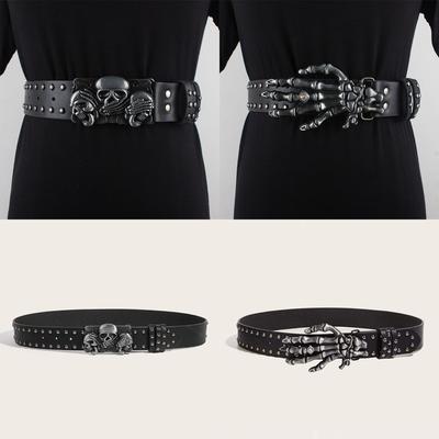 Punk Nieten Gürtel Lässig Gothic Ledergürtel Y2k Totenkopf Gürtel Unisex