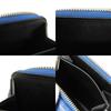 Used 12695 Linen Zip Compact Wallet 7942 Textured Calfskin Zip Around Anagram Embossing Blue Unisex from Japan AUTHENTIC