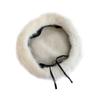 Elegant White Rabbit Fur Beret For Women Cozy Winter Hat Fashionable Painter Cap