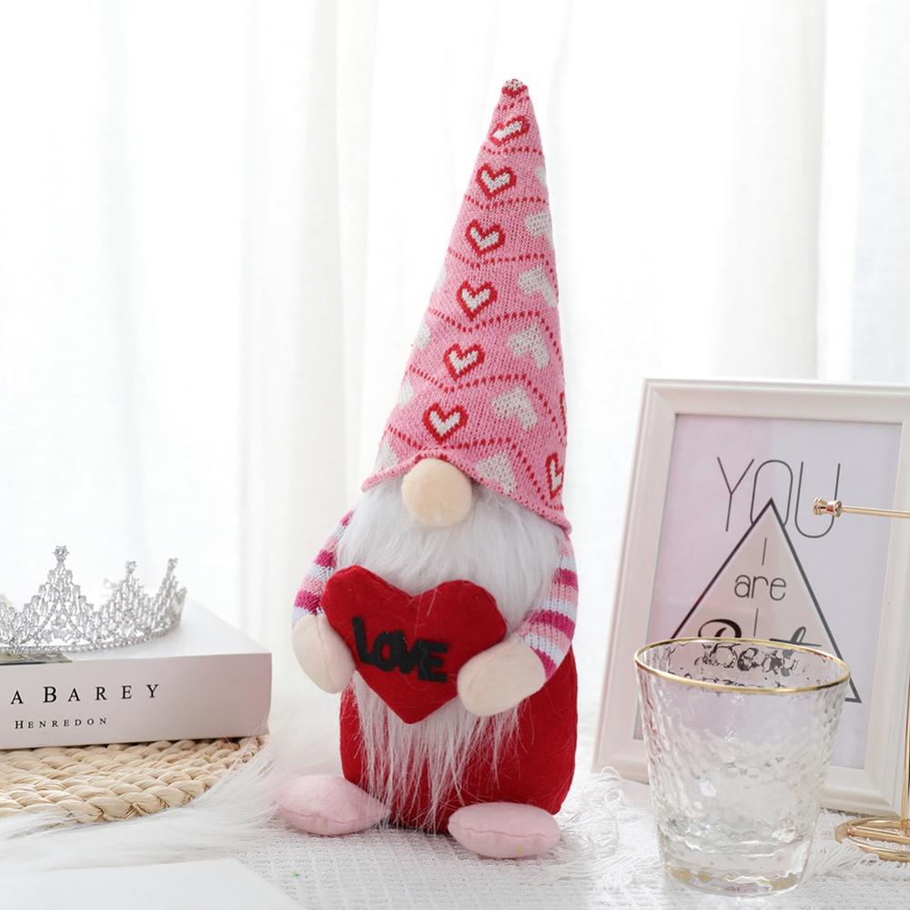 Valentine's Day Gnome Decorations Heart Gnomes Plush Handmade Swedish Tomte for Home Valentines Day Gift Wedding Anniversary