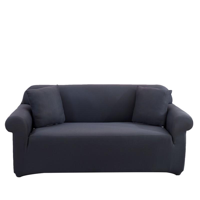 Premium Solid Color Elastic Sofa Cover Four Seasons Stretch Couch Cover Universal Single Double Seat Protector Luxury Home Decor 1 SEAT 90-140CM темно-серого