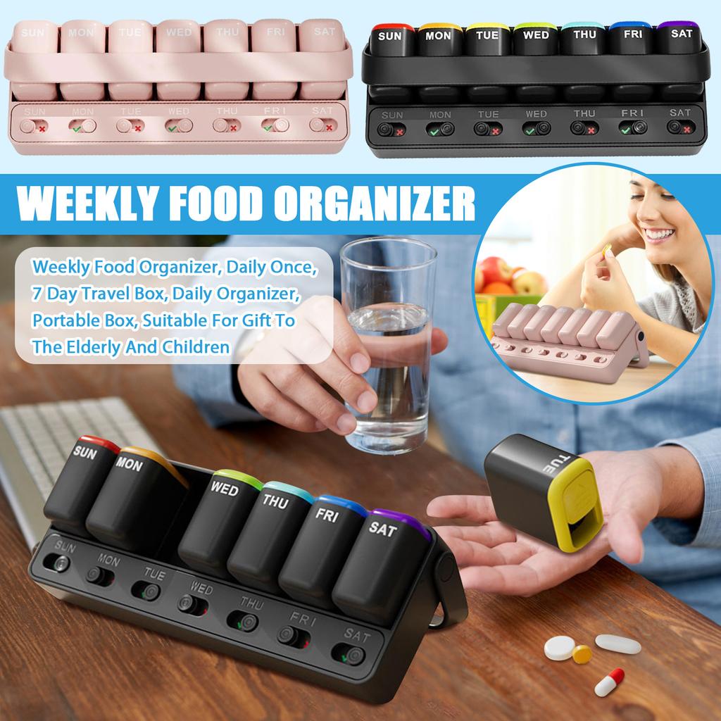 Weekly Food Organizer, Daily Once, 7 Day Travel Box, Daily Organizer, Portable Box, Suitable For Gift To The Elderly And Children