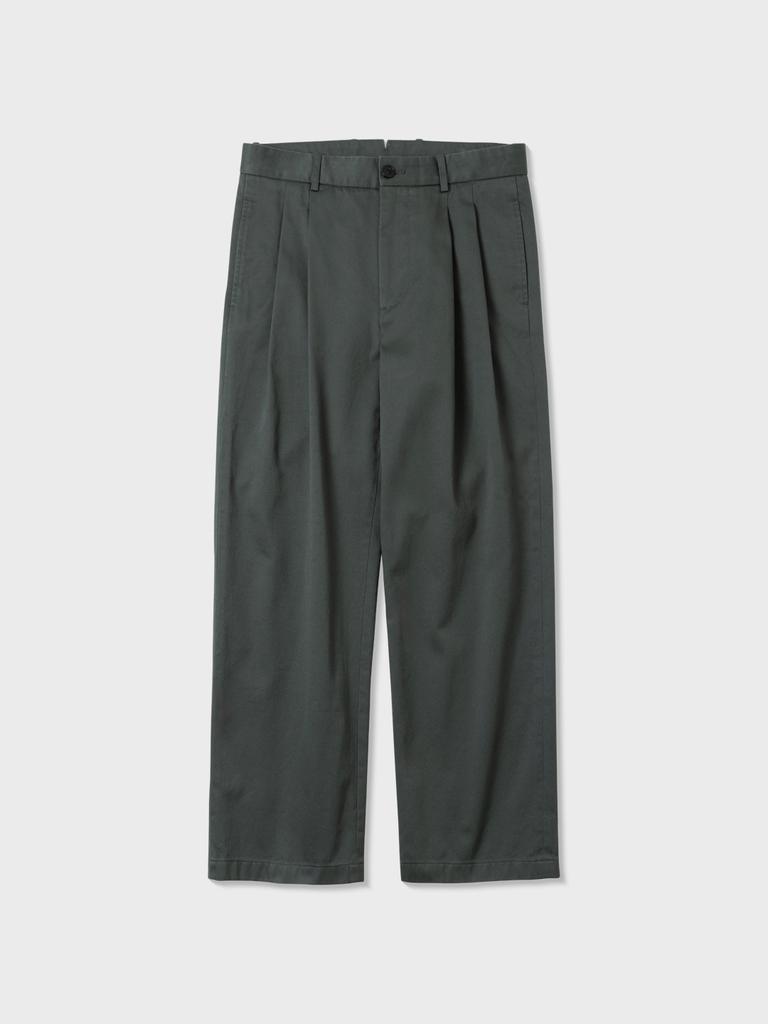ATELIER DELDIO Cotton Chino Pleated Pants (Grey)