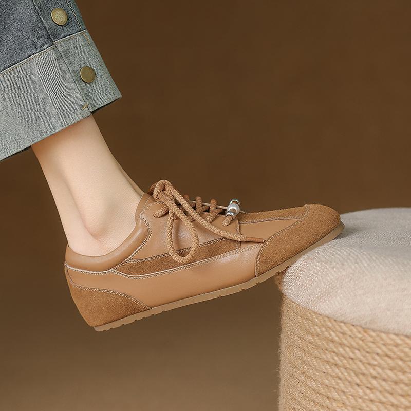 Fashion 2025 New Loafers Lace-up Shoes Woman Suede Leather Slip-on Loafers Casual Moccasins Female Flats Shoes Comfort Spring Shoes