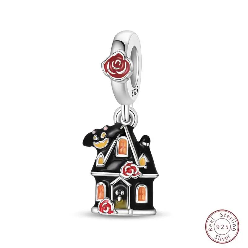 Halloween Charm Bead Gothic Pendant Copper Pumpkin Witch Doll Black Skeleton Mummy Candy Fit Original Bracelet Diy Jewelry