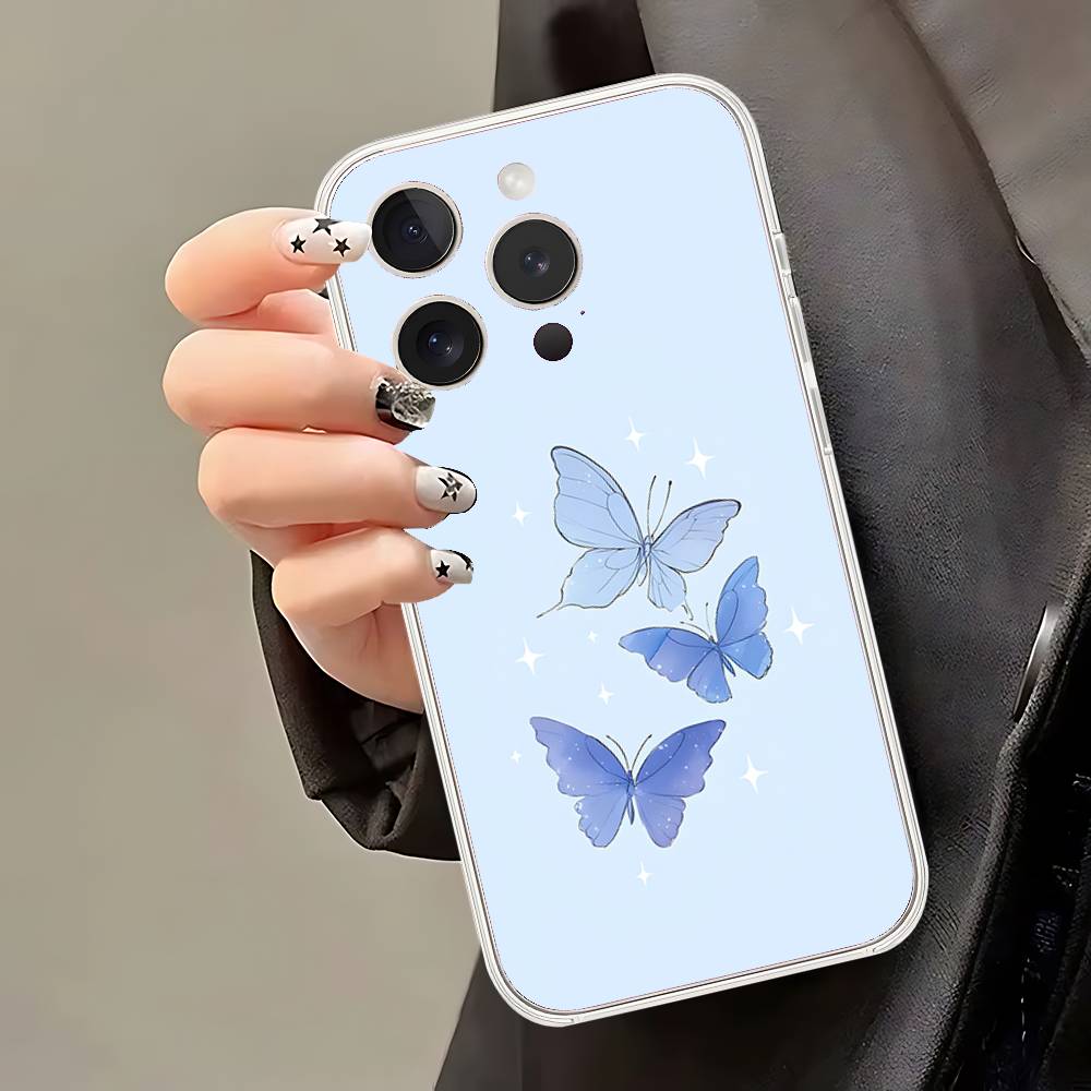 B-Schönes Schmetterlings-Handyhülle Für IPhone 17 16 15 14 Plus 13 12 11 Pro Max Handy-Rückseite Transparente Stoßfeste Hülle