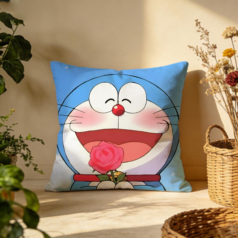 Stylish DDoraemoned Cushion Cover Versatile DoubleSided Pillow Case Fit for Sofa Bed Car  Daily Decor