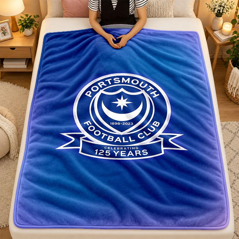 Flannel BlanketPortsmouth FC Warm Soft Throw Blanket for Indoor Sofa Bed Living Room Use