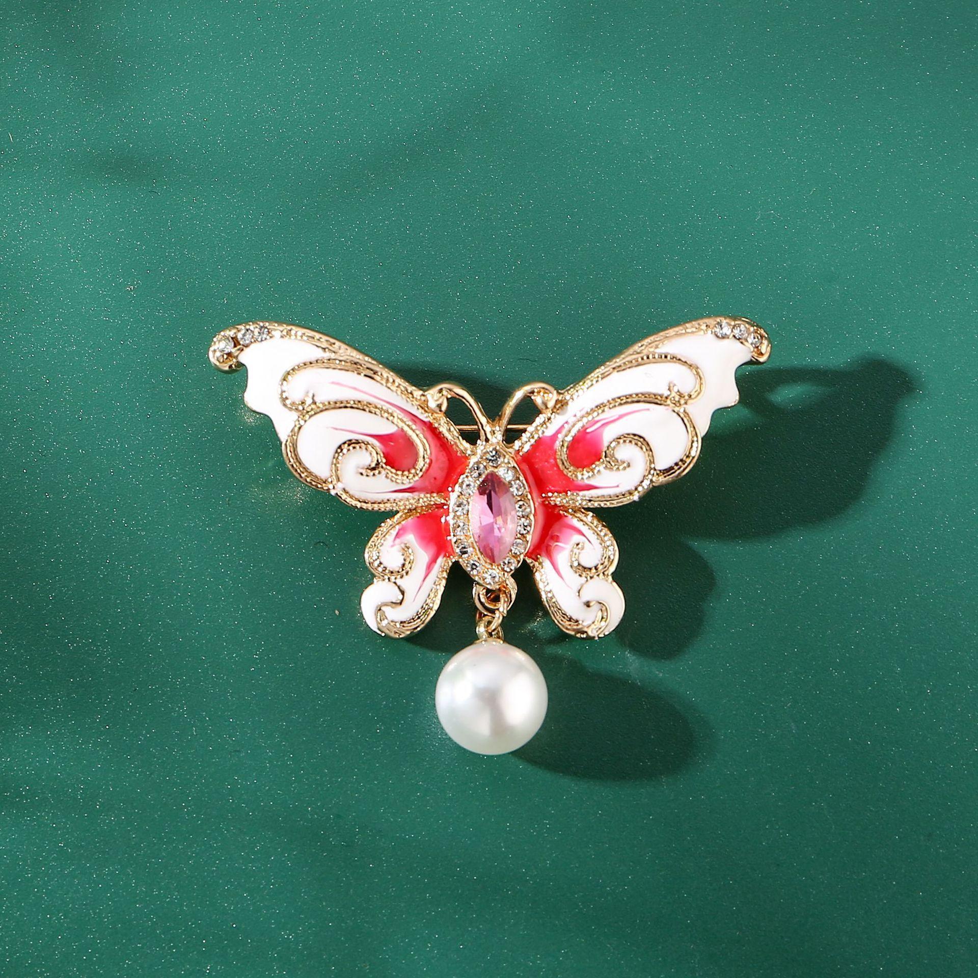 

Национальный стиль Мода Ретро Бабочка Цветок Брошь Женственный Жемчуг Бахрома Брошь Пиджак Булавка